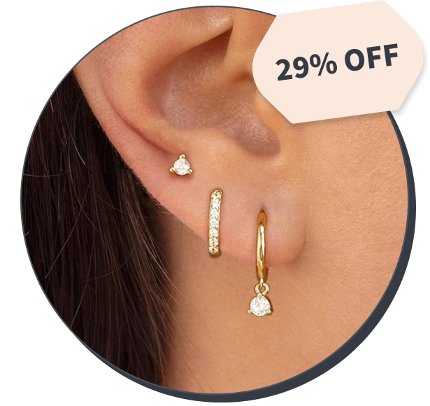 Freekiss 3 Pairs Gold Hoop Earrings Set