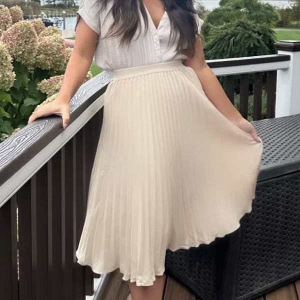 Grace Karin Pleated Chiffon A-Line Swing Skirt