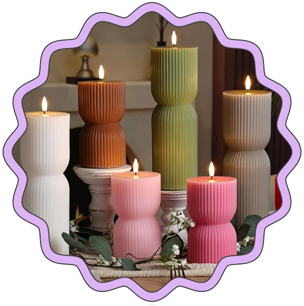 Girimax Ribbed Flameless Pillar Candles (Set of 2)