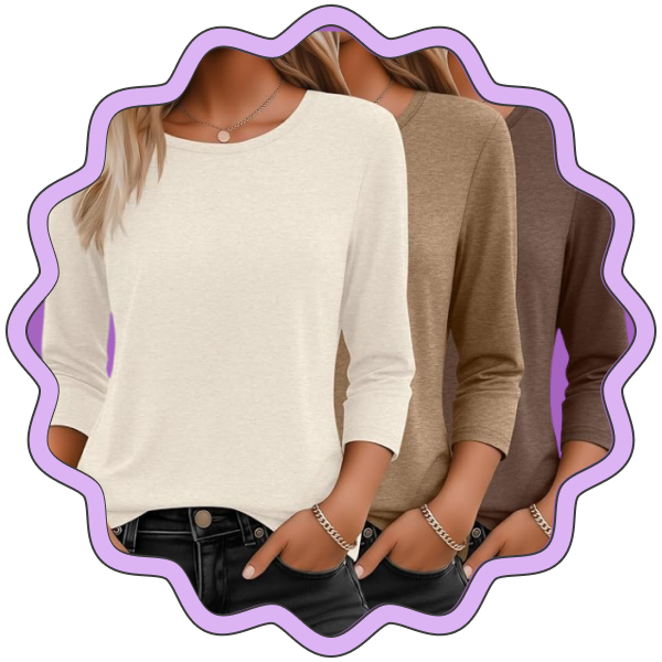 Ficerd ¾ Sleeve Top (Pack of 3)