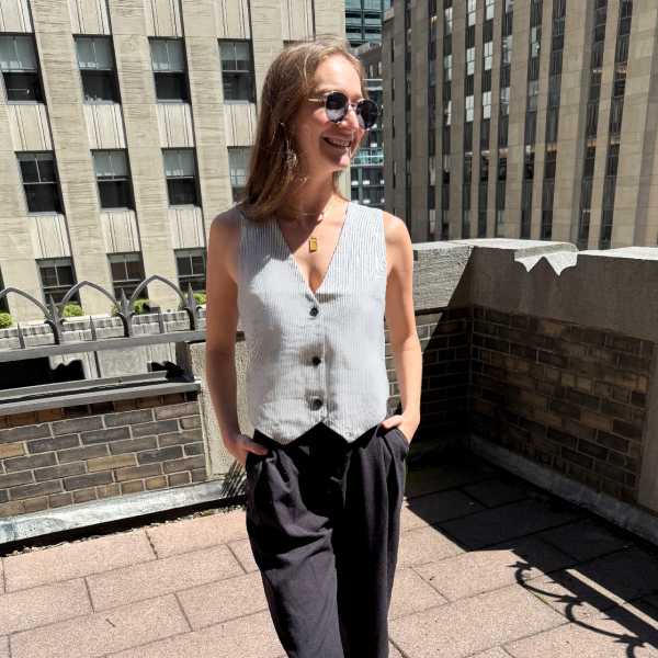 Scoop V-Neck Button Vest