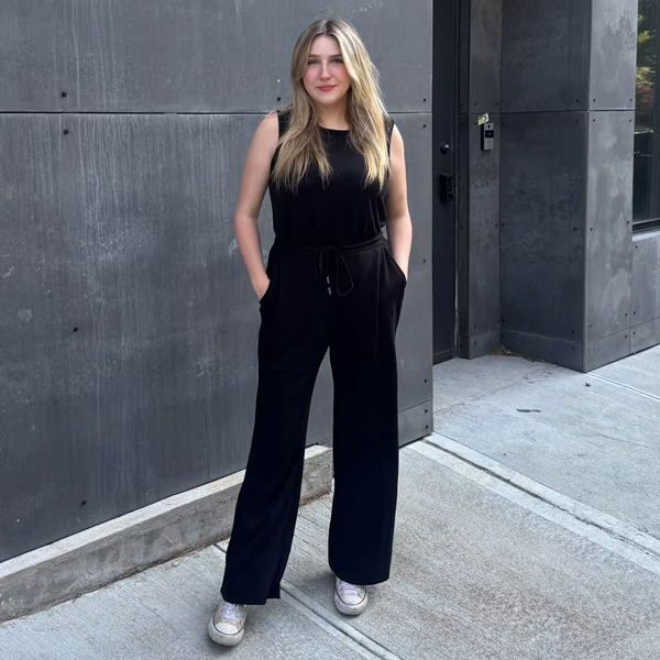 Scoop Women's Scuba Knit Racerback Wide Leg Jumpsuit