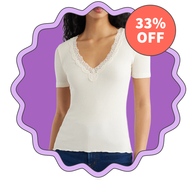 Madewell Lace Trim V-Neck Rib Top →