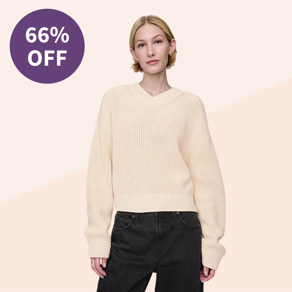 GAP Shaker-Stitch V-Neck Sweater