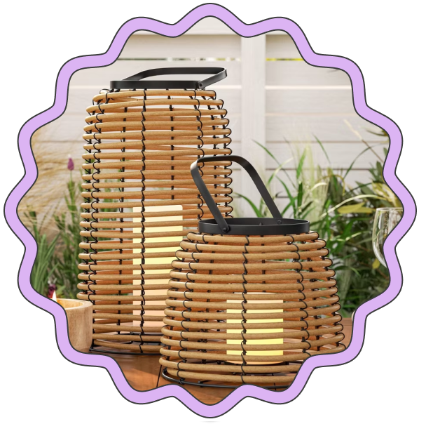 Threshold Rattan Battery LED Outdoor Lantern (16 Inch)