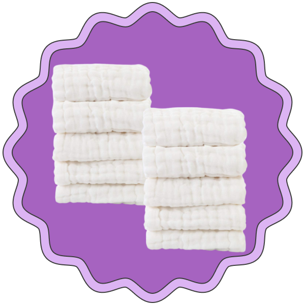 Mukin Natural Cotton Baby Muslin Washcloths