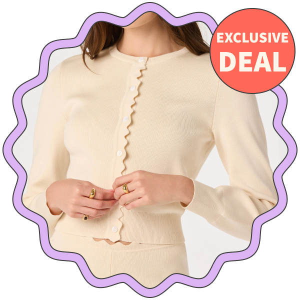 ASTR The Label Scalloped Crewneck Cardigan