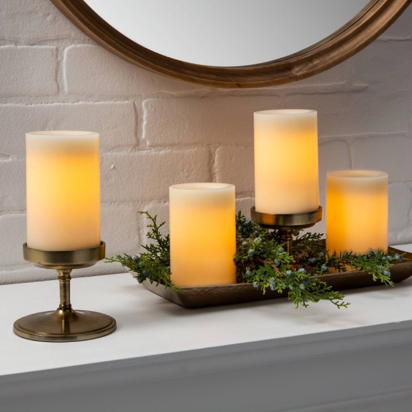 Threshold LED Flameless Black Wick Battery Operated Pillar Candles (Set of 4)