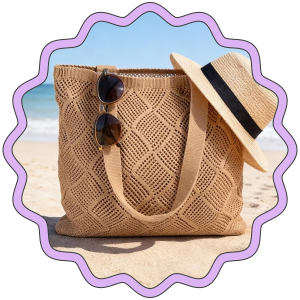 Cookooky Crochet Beach Tote Bag