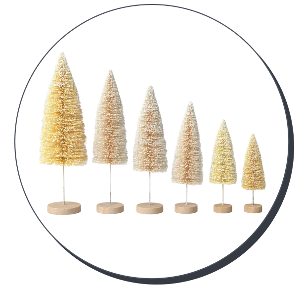 Wondershop Sisal Bottle Brush Tree Christmas Figurine Set (Set of 6)