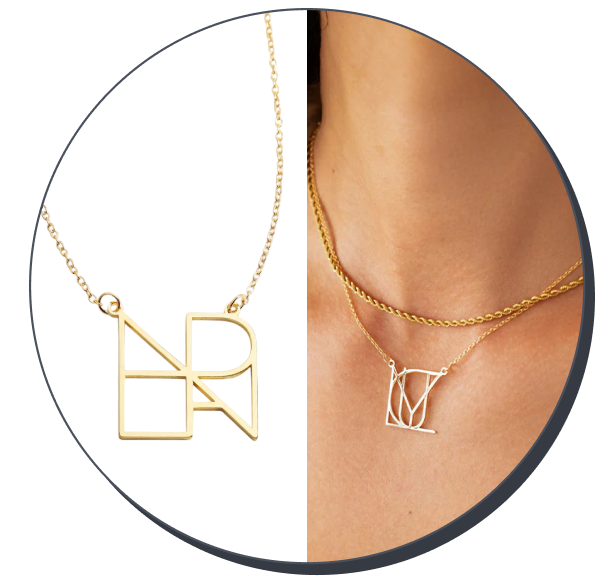 Mint & Lily Minimalist Monogram Name Necklace