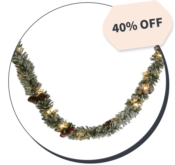 Wondershop LED Dewdrop Flocked Garland with Warm White String Lights (30 Count)