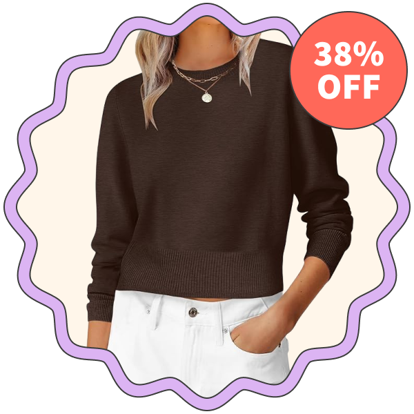 Anrabess Cropped Crew Neck Sweater