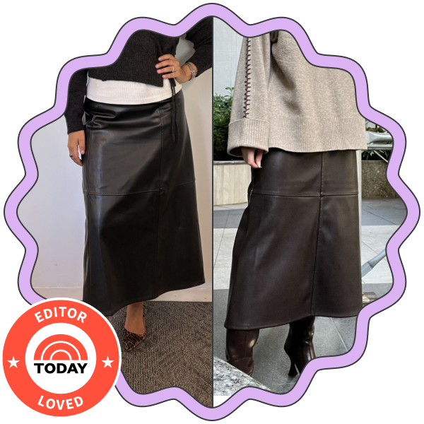Max Studio Faux Leather A-Line Skirt