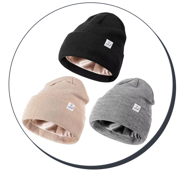 Zuppad Satin-Lined Winter Beanie Hats (Pack of 3)