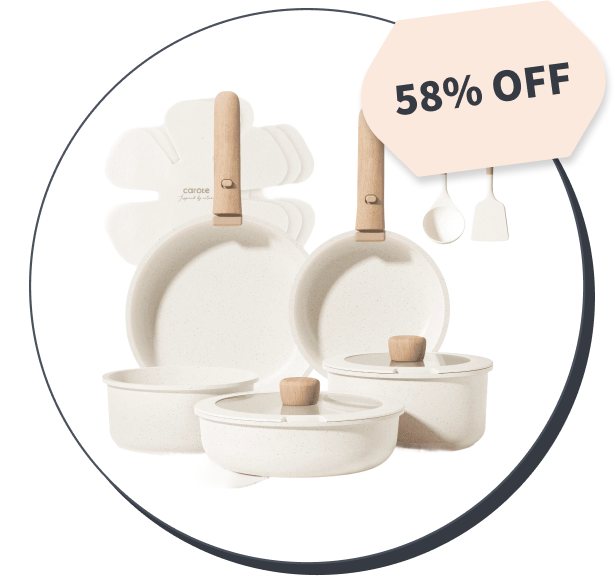 Carote 15 Pcs Nonstick Cookware Sets, Granite Non Stick Pots and Pans