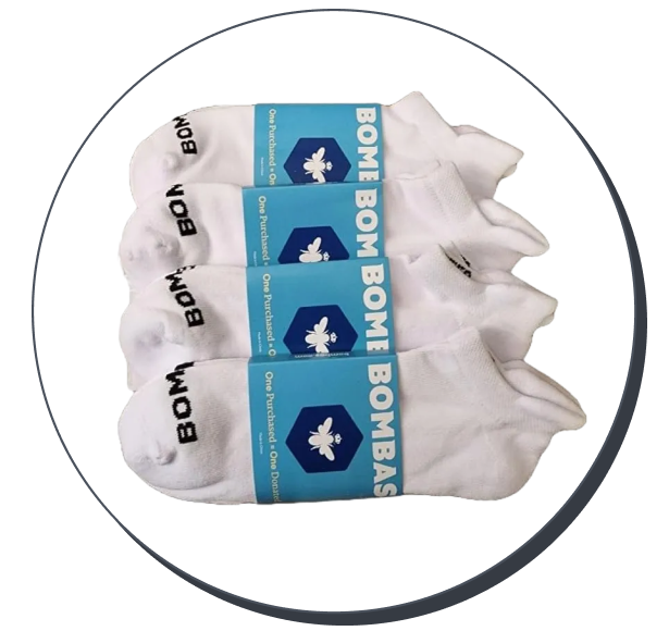 Bombas Women's Solid White Ankle Socks (Pack of 4)