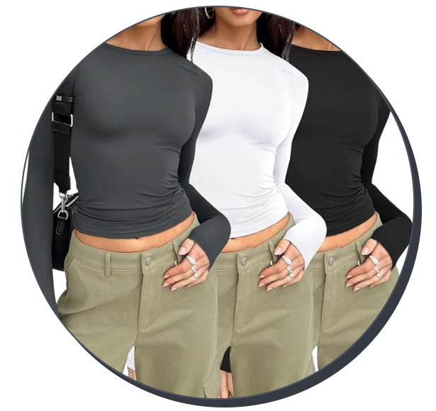 Automet Womens Long Sleeve T Shirts (Pack of 3)