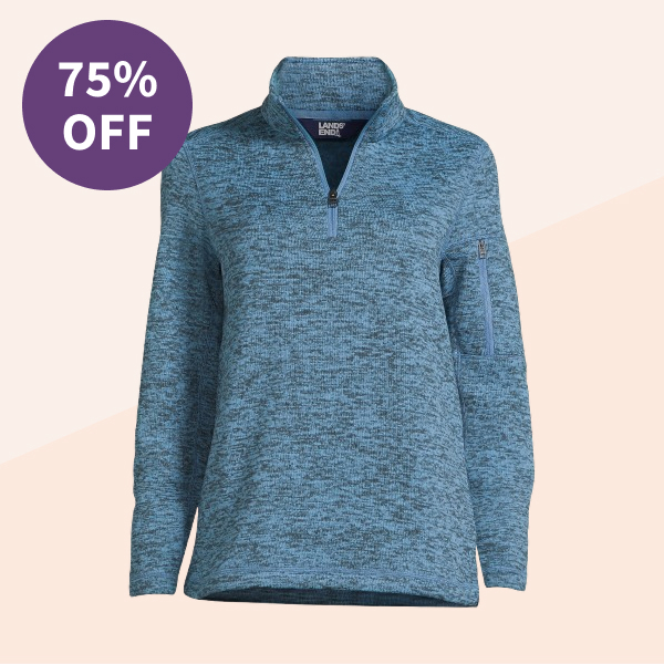 Lands' End Sweater Fleece Quarter Zip Pullover