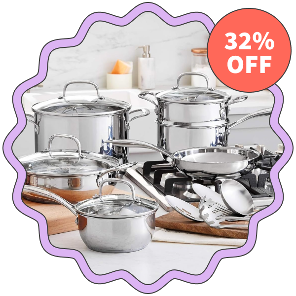 Amazon Basics Stainless Steel Cookware 15-Piece Set