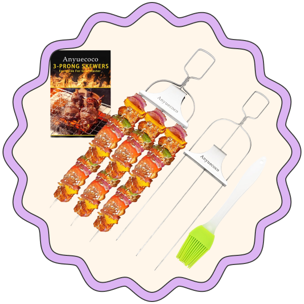 Anyuecoco 3-Prong Skewers for Kabobs