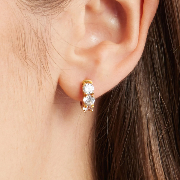 Chubby Cubic Zirconia Huggie Hoop Earrings