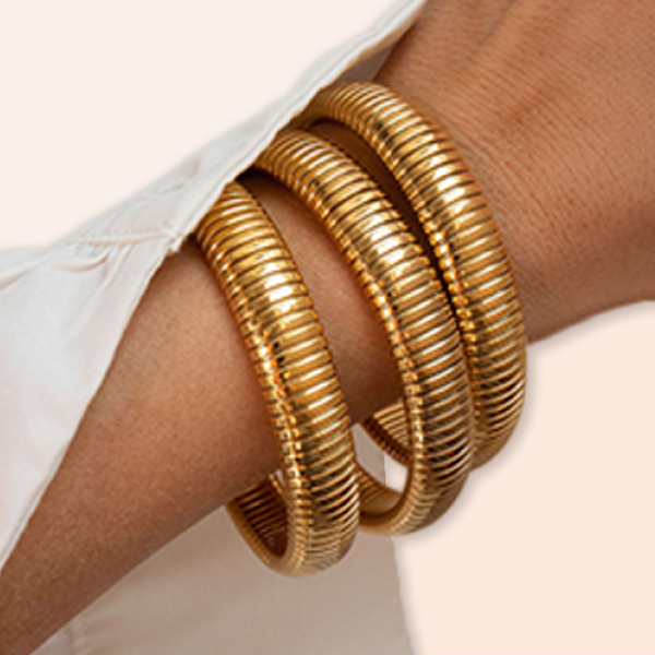 Junyangy 3-Piece Gold Bangle Set