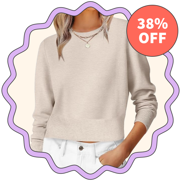 Anrabess Cropped Crew Neck Sweater