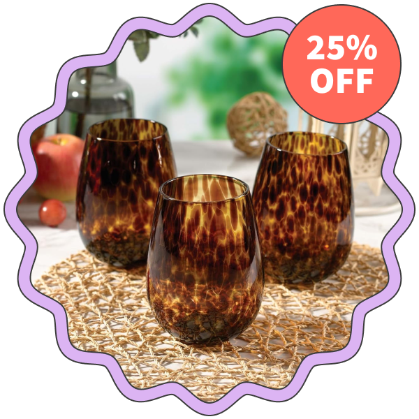 Joseph Sedgh Collection Tortoise Shell Stemless Glass Set