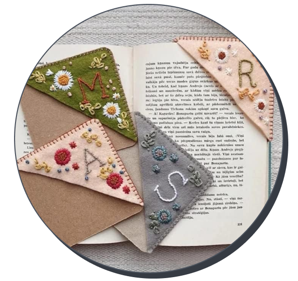 Moteerllu Embroidered Corner Bookmark