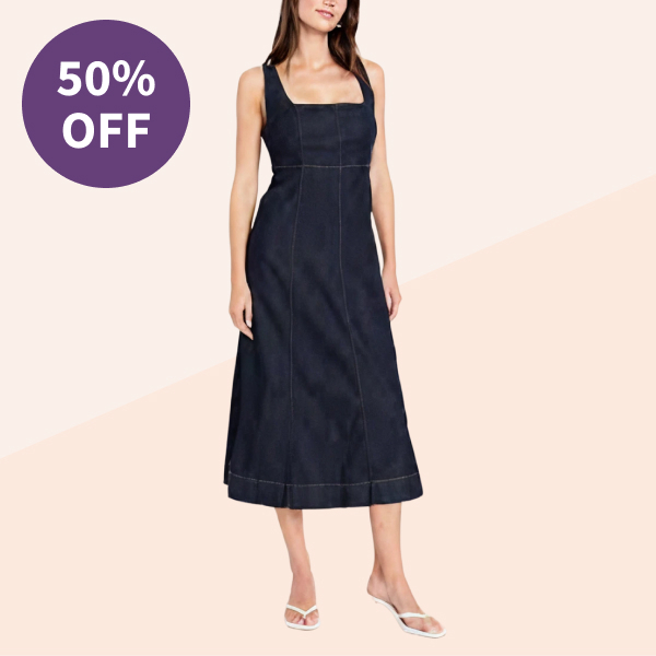 Old Navy Fit & Flare Sleeveless Denim Midi Dress