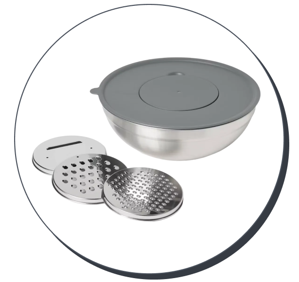 Figmint Stainless Steel Non-Slip Mixing Bowl and Grater Set (6 Piece) 