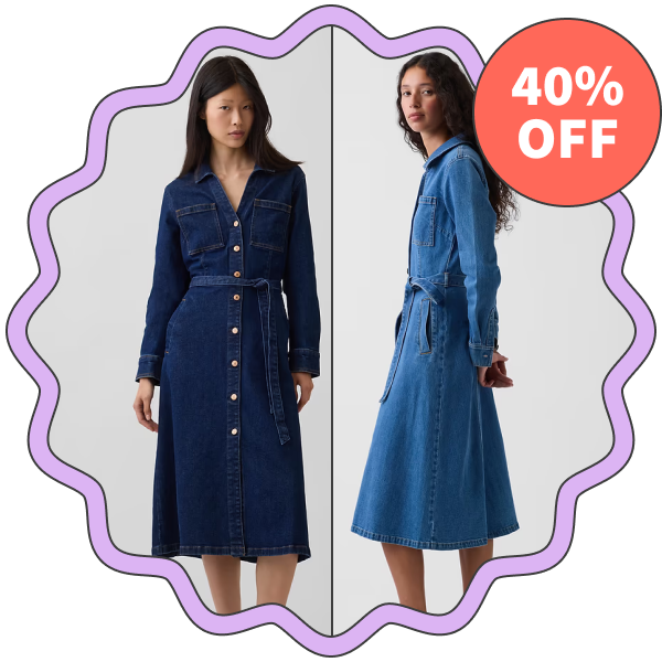 Gap Denim Tie-Belt Midi Dress