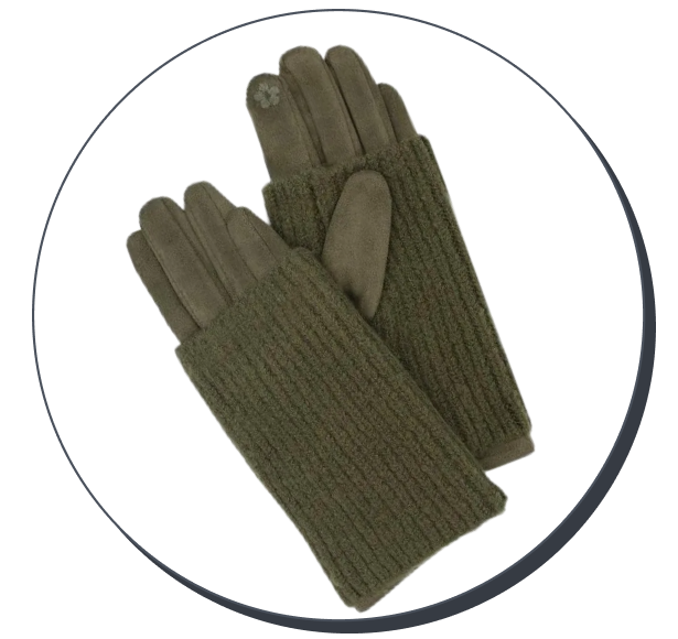 Caracol Ribbed Wrist-Warmer Gloves