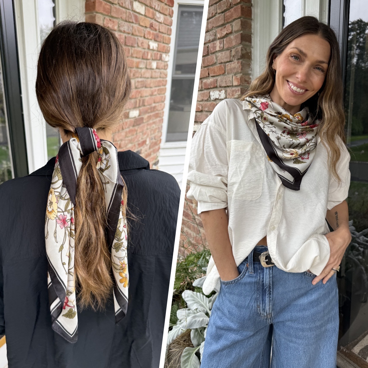 Wrapables Floral Satin Neckerchief Scarf