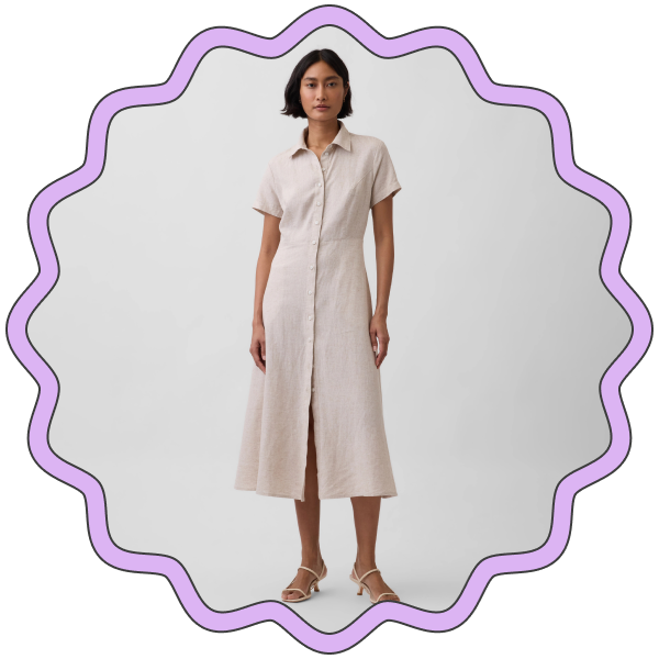 Gap Linen-Blend Midi Shirtdress