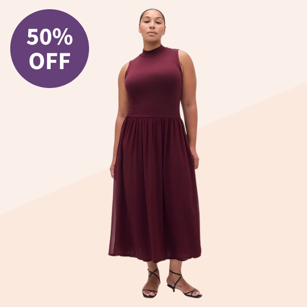 Gap Modern Mockneck Mixed Media Maxi Dress