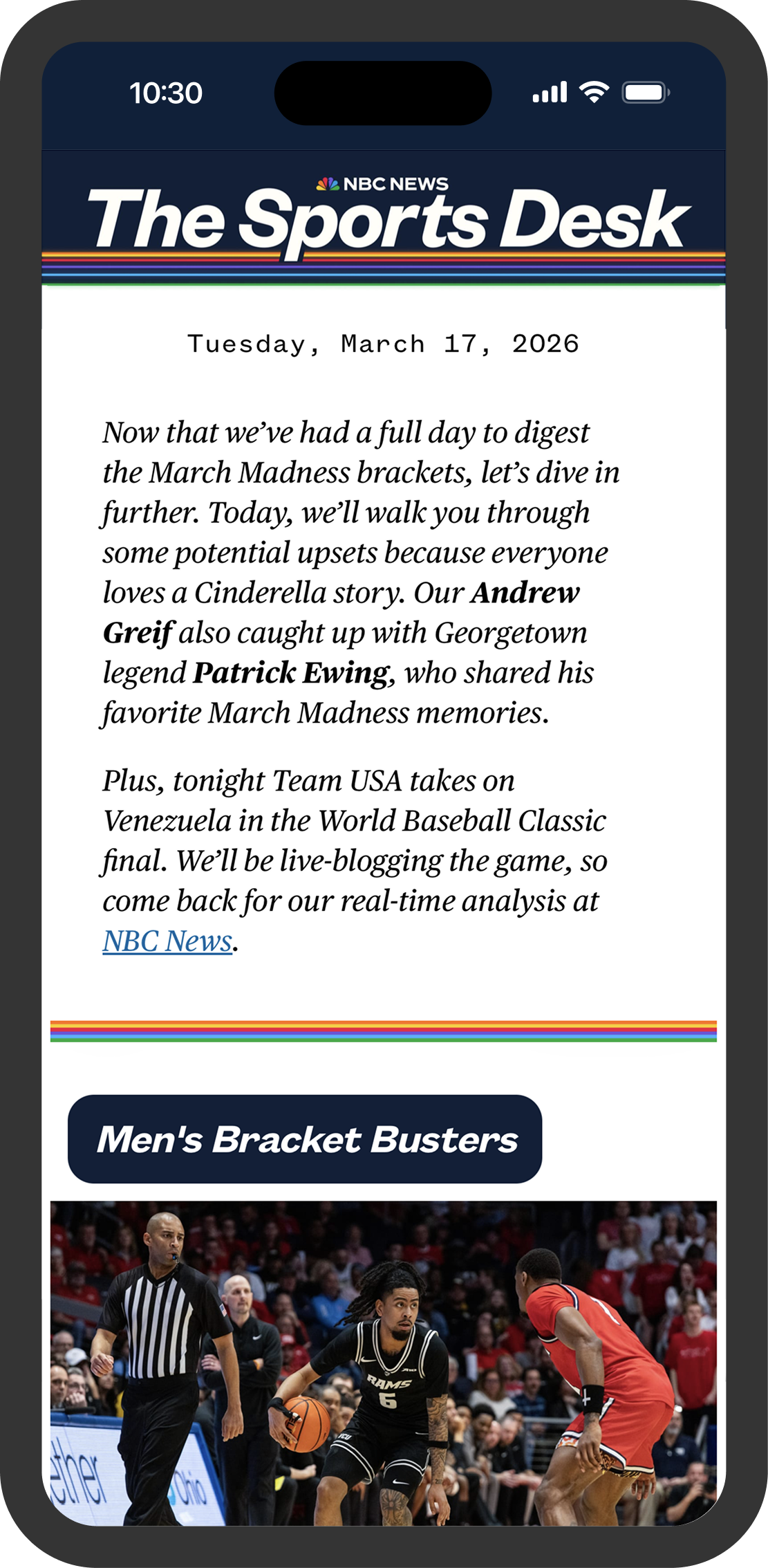 SIGN UP FOR THE SPORTS DESK