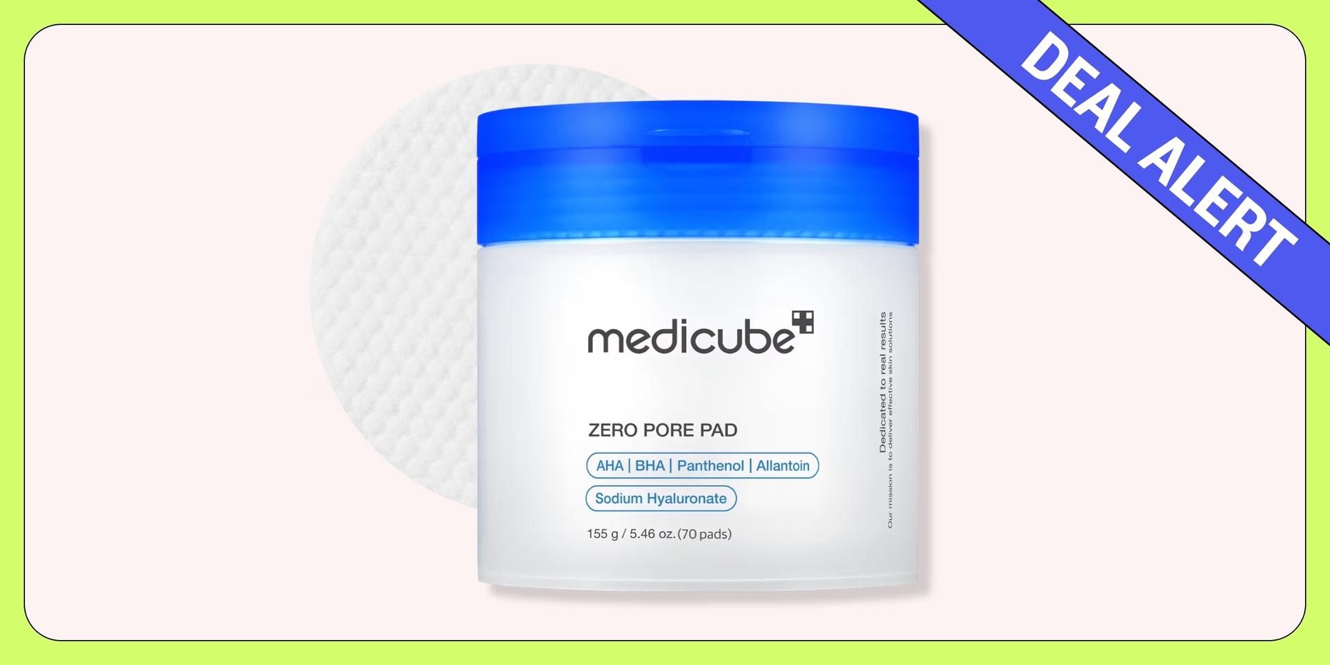 Medicube toner pads with Deal Alert banner