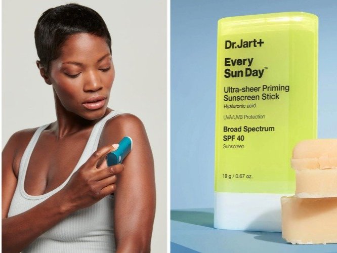 Person using sunscreen stick