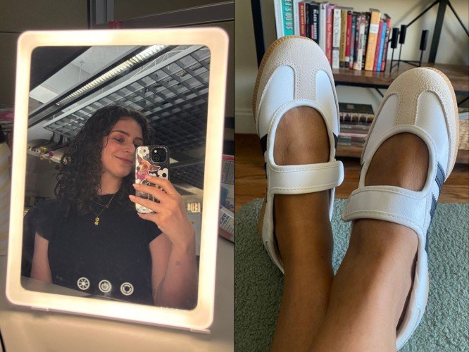 Person taking selfie in mirror and person wearing adidas shoes