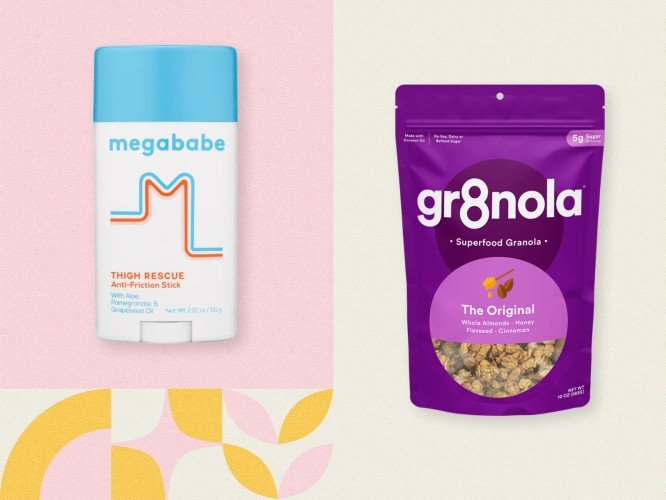 Megababe and gr8nola on colorful background