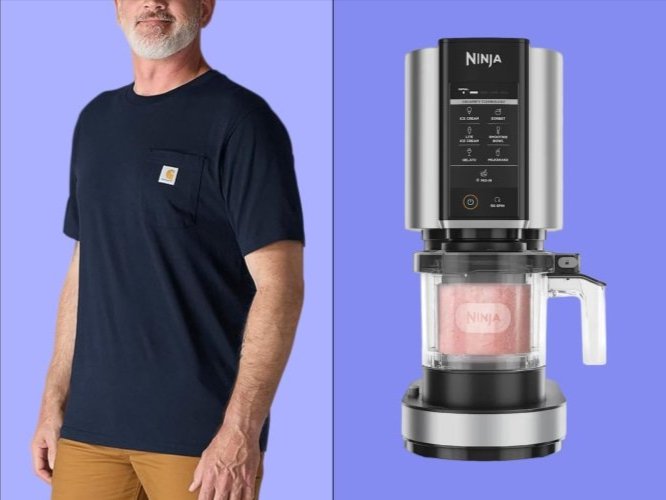 Person wearing blue shirt next to a ninja device
