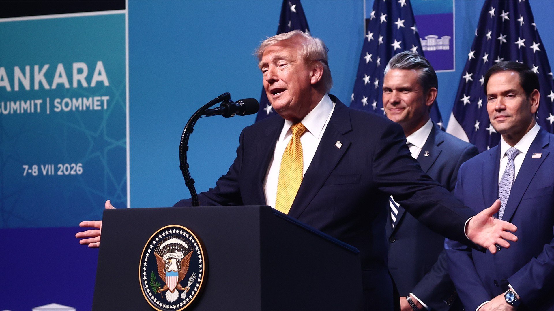 Donald Trump, Pete Hegseth and Marco Rubio 