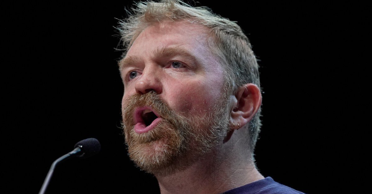 Maine Senate candidate Graham Platner speaks at a campaign event in Orono, Maine, May 24, 2026. 