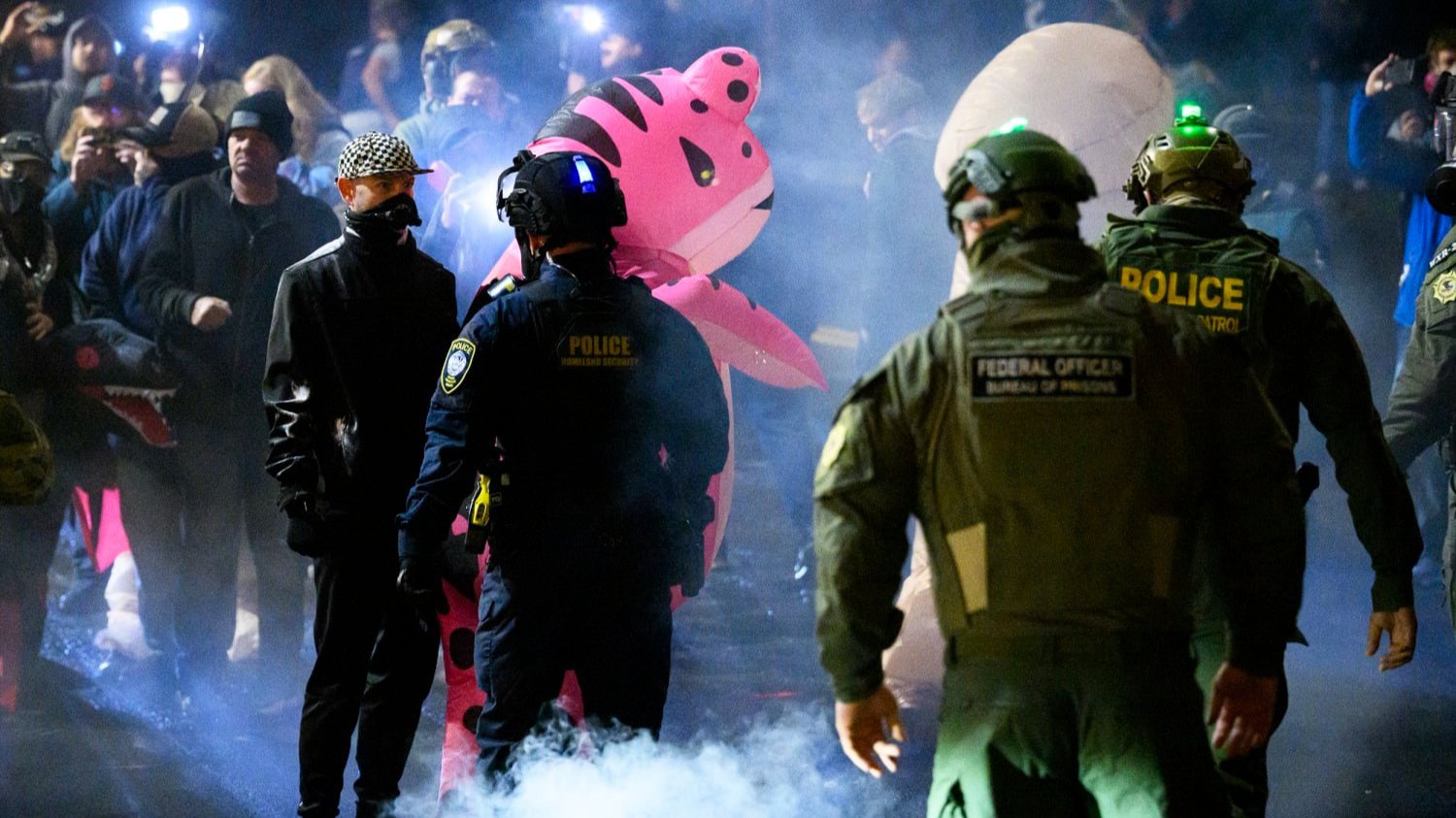 Protesters and police
