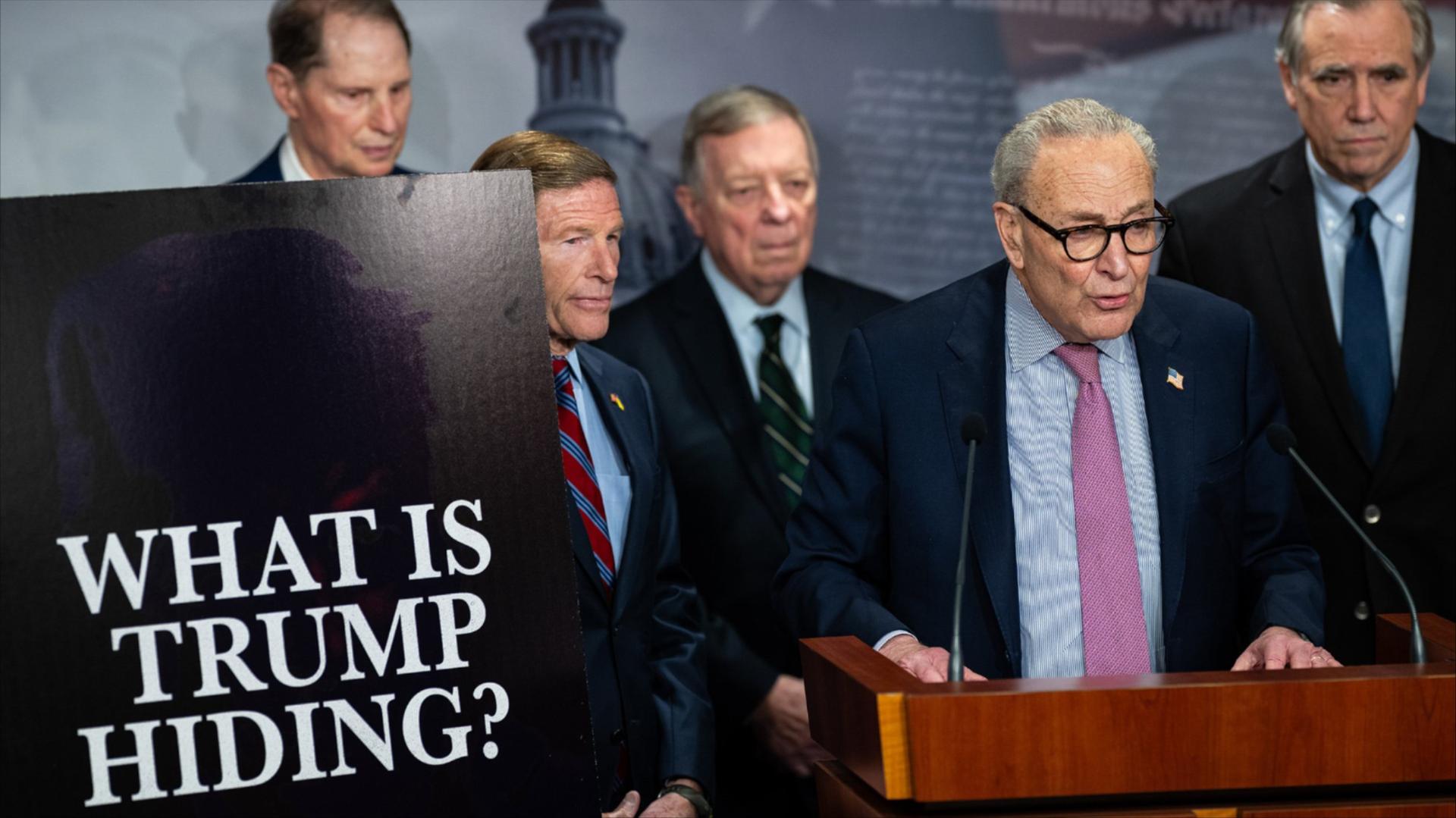 Sen. Ron Wyden, Sen. Richard Blumenthal, Sen. Dick Durbin, Senate Minority Leader Chuck Schumer, and Sen. Jeff Merkley