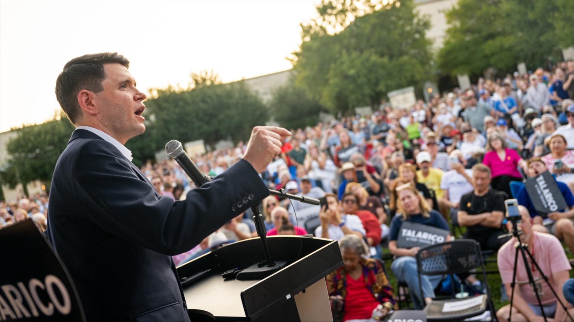 James Talarico speaks at a podium