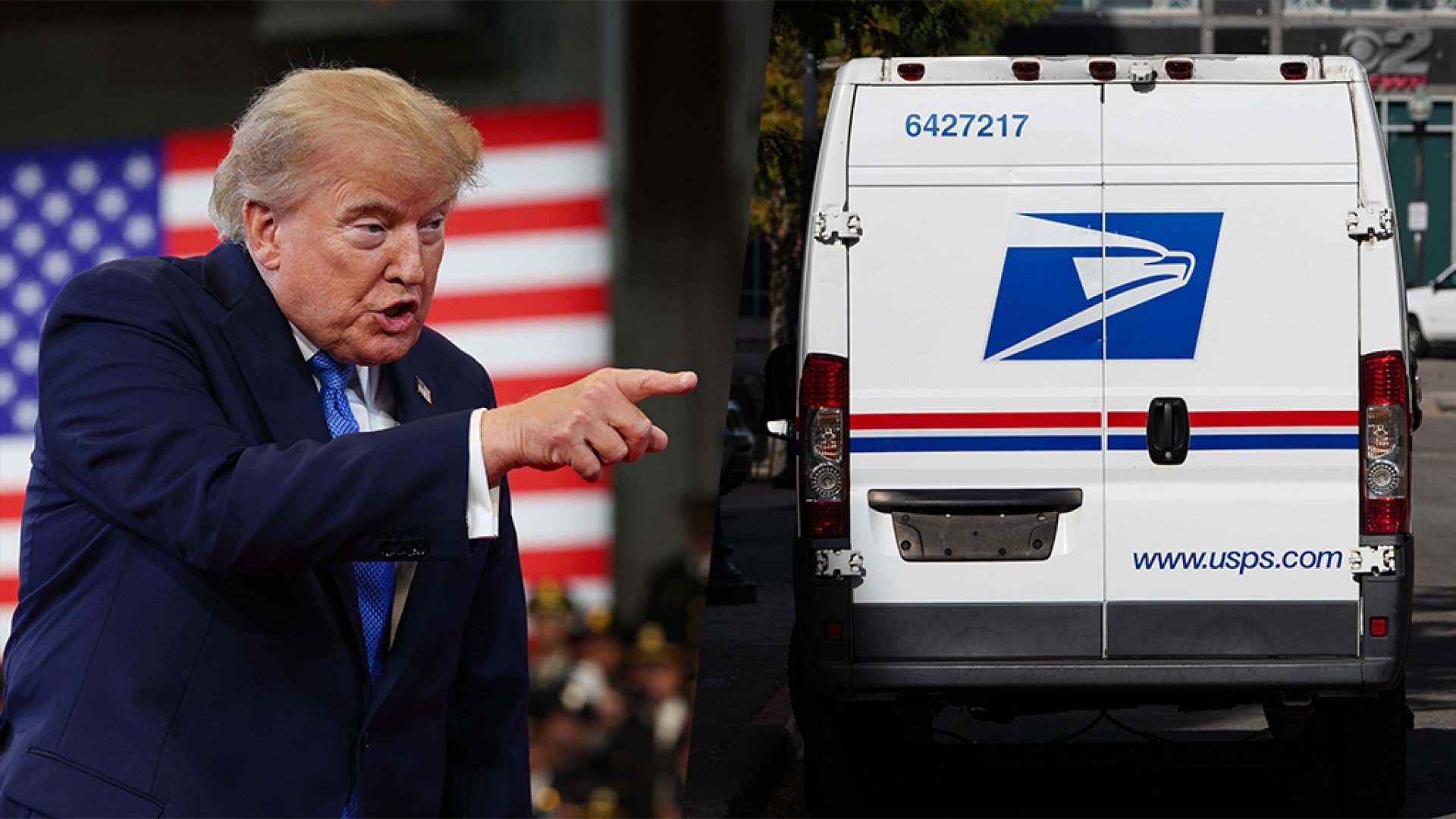 Trump and USPS van