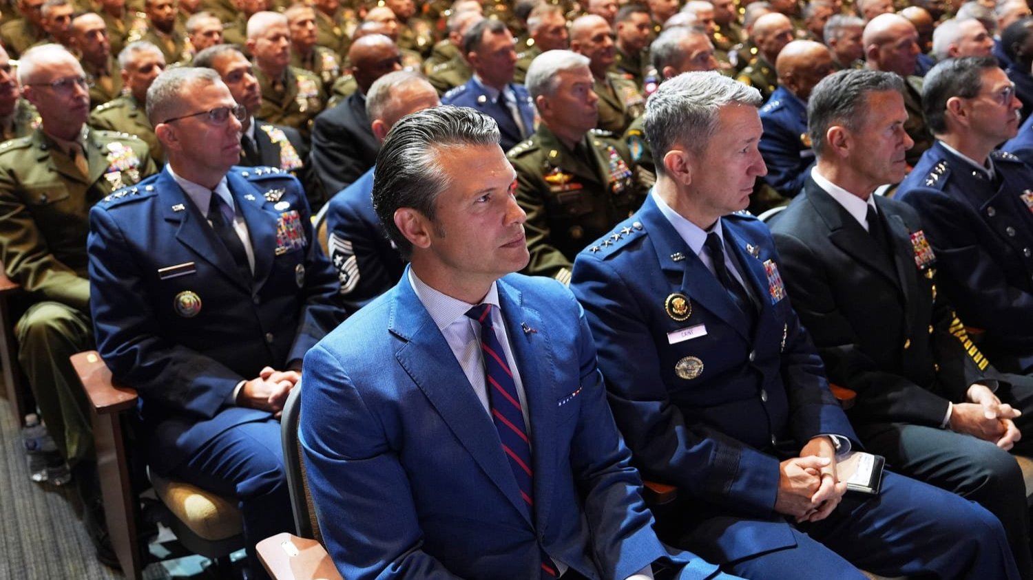 Pete Hegseth and military leaders in Quantico 
